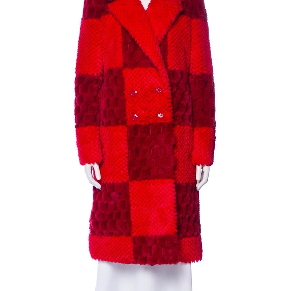 Alice + Olivia Red Checkered Teddy Jacket - Picture 5 of 5
